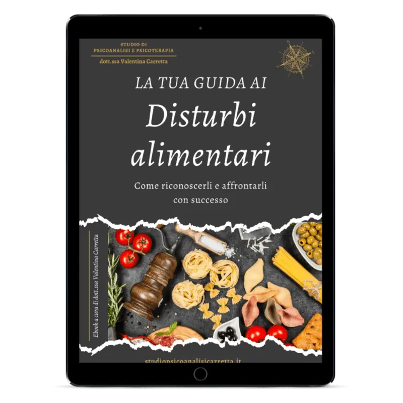 iPad con Ebook Guida introduttiva ai disturbi alimentari a cura della dott.ssa Valentina Carretta Psicologa Psicoterapeuta Specialista in Psicoterapia Psicoanalitica